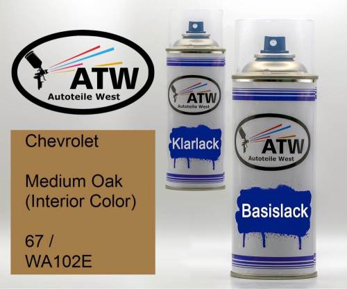 Chevrolet, Medium Oak (Interior Color), 67 / WA102E: 400ml Sprühdose + 400ml Klarlack - Set, von ATW Autoteile West.